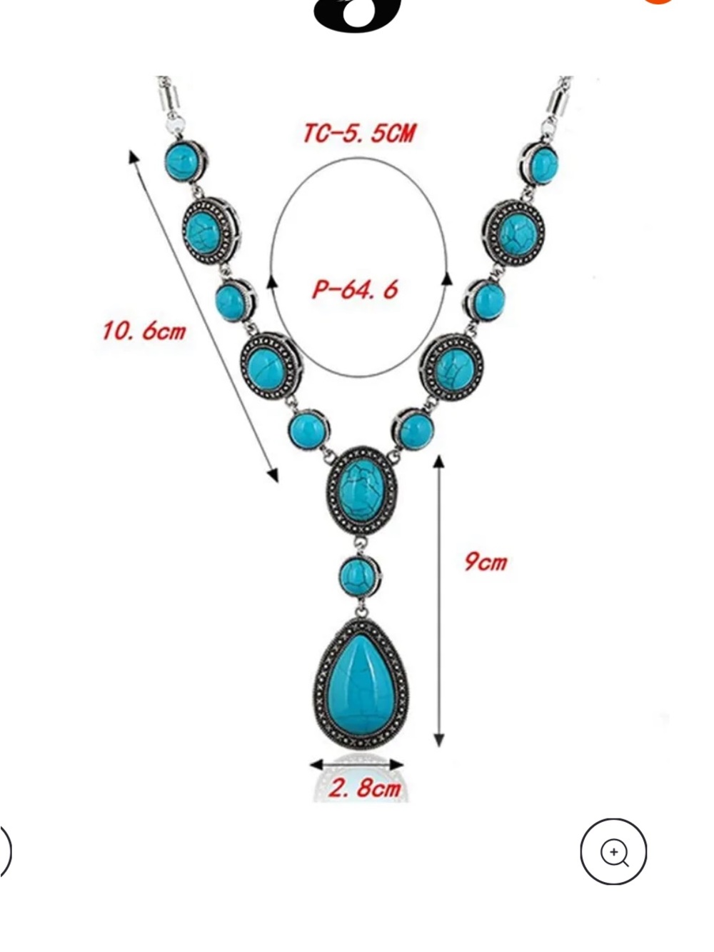 Turquoise Statement Teardrop Pendant Necklace - Women Jewelry